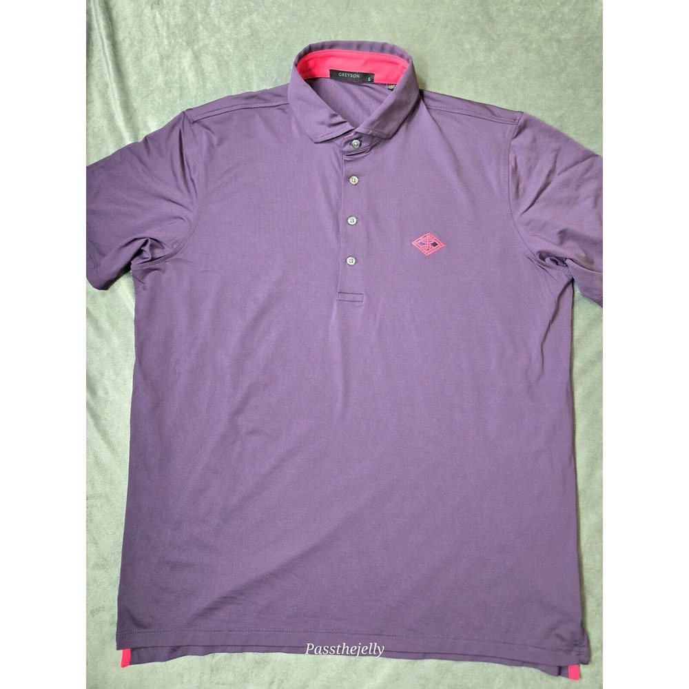 Greyson Polo Shirt Mens Large Golf Geometric Logo Performance‎ Stripe Wicking